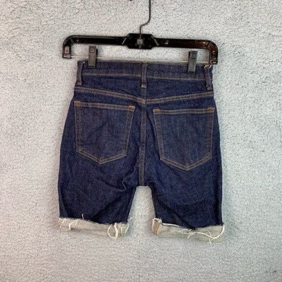 Everlane Womens Jean Shorts Blue Stretch Pockets High Rise Cuffed Hem Denim 23 - Picture 2 of 11